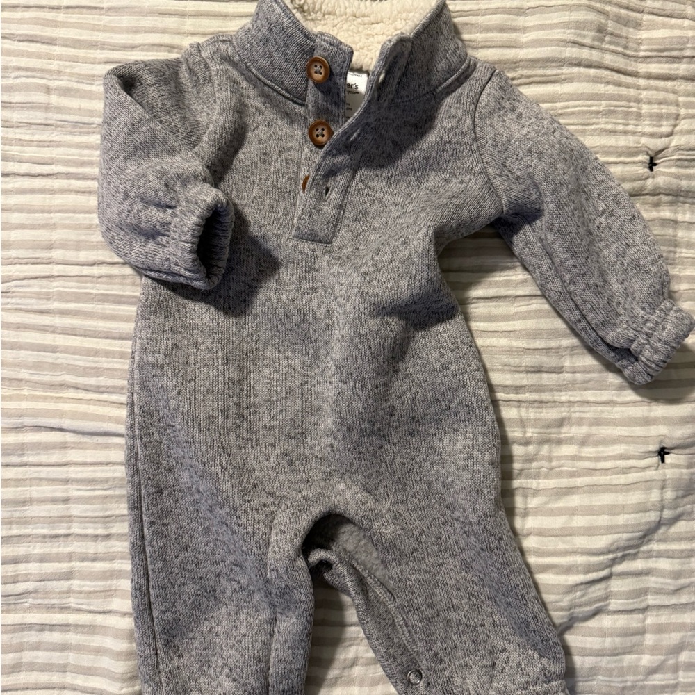 Cozy Gray Knit Baby Onesie - Newborn